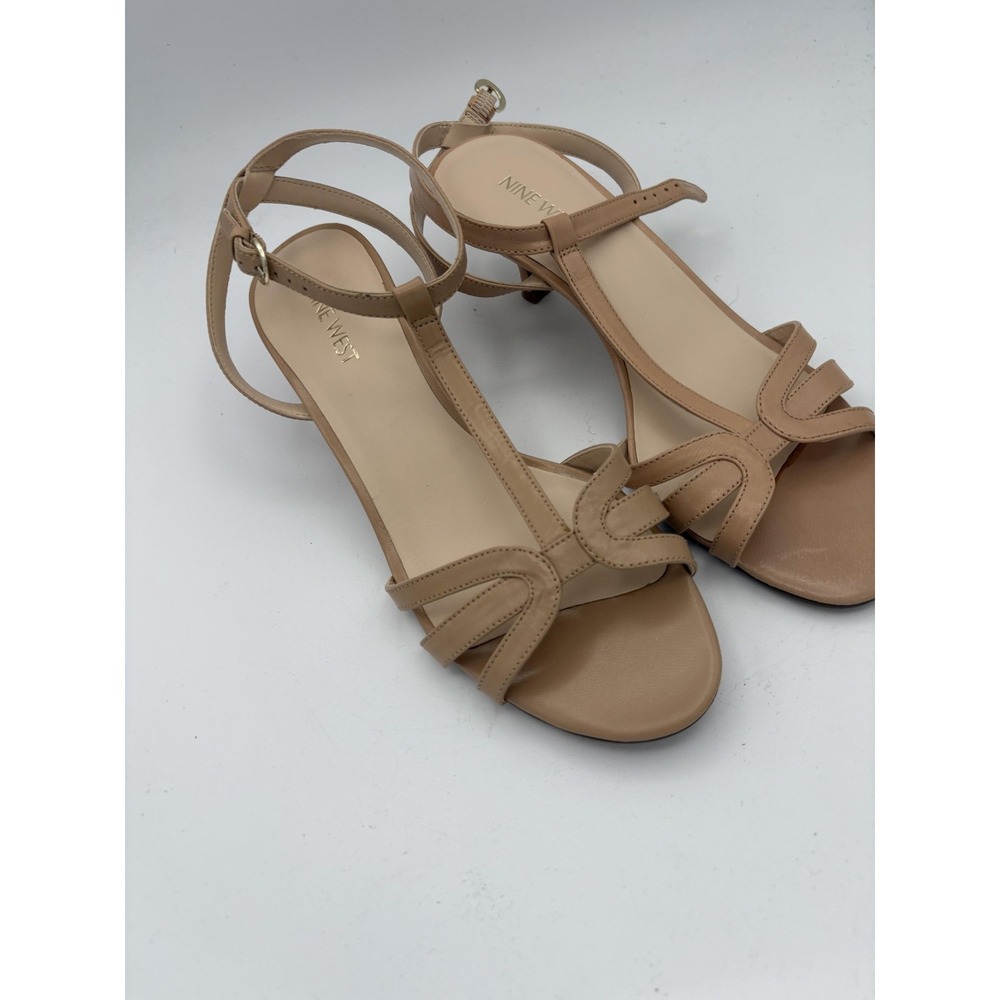 Nine West Shoes Womens Size 7.5 Beige NWODARLIN Strappy Kitten Heel Sandals